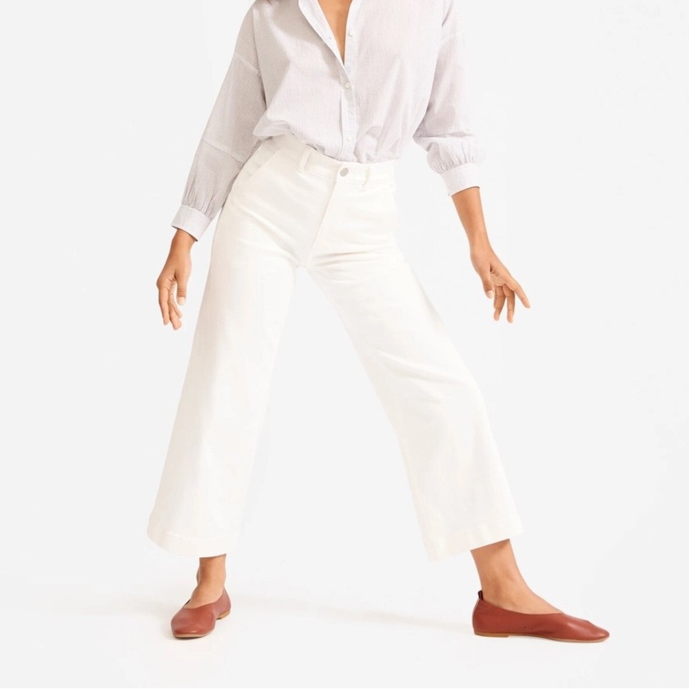 Everlane White Wide Leg Crop Pant Size 4R EUC
